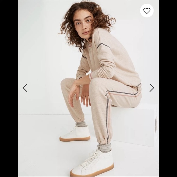 Madewell Pants - Madewell MWL Superbrushed Sweatpants in Tan with Contrast-Stitched